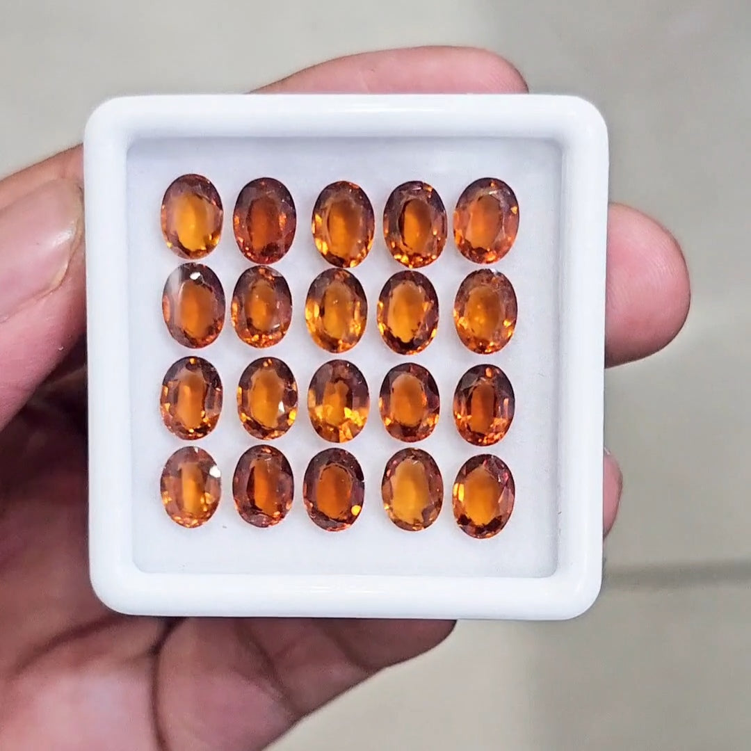 20 Pcs Of Natural Hessonite Garnet Faceted | Shape: Oval | Size:8x6mm - The LabradoriteKing