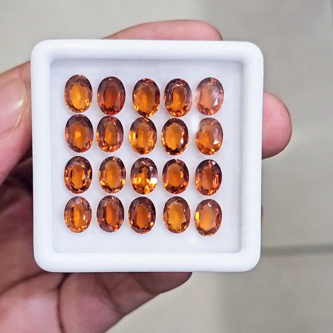 20 Pcs Of Natural Hessonite Garnet Faceted | Shape: Oval | Size:8x6mm - The LabradoriteKing