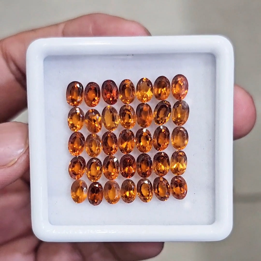 35 Pcs Of Natural Hessonite Garnet Faceted | Shape: Oval | Size:6x4mm - The LabradoriteKing