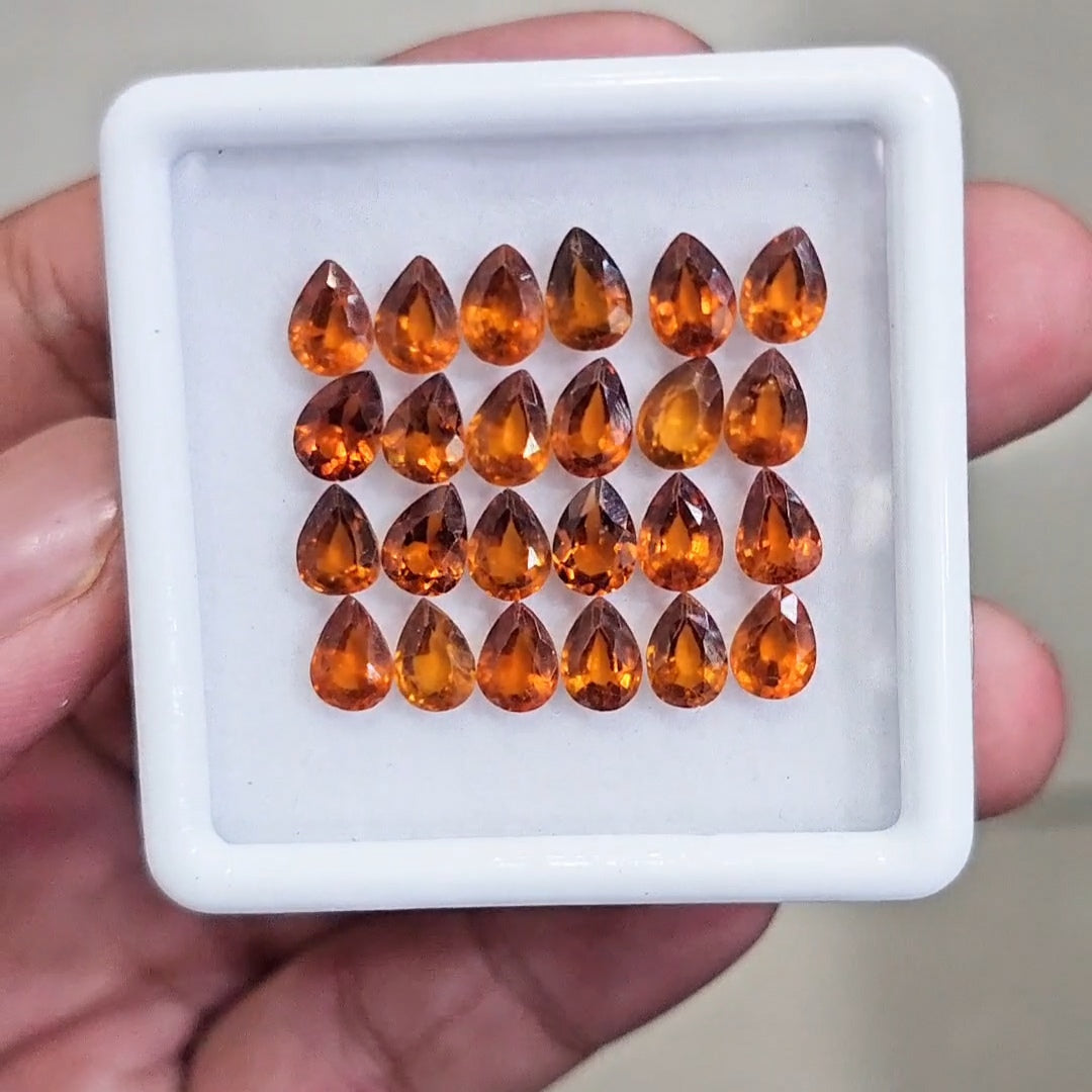 24 Pcs Of Natural Hessonite Garnet Faceted | Pear | Size:7x5mm - The LabradoriteKing