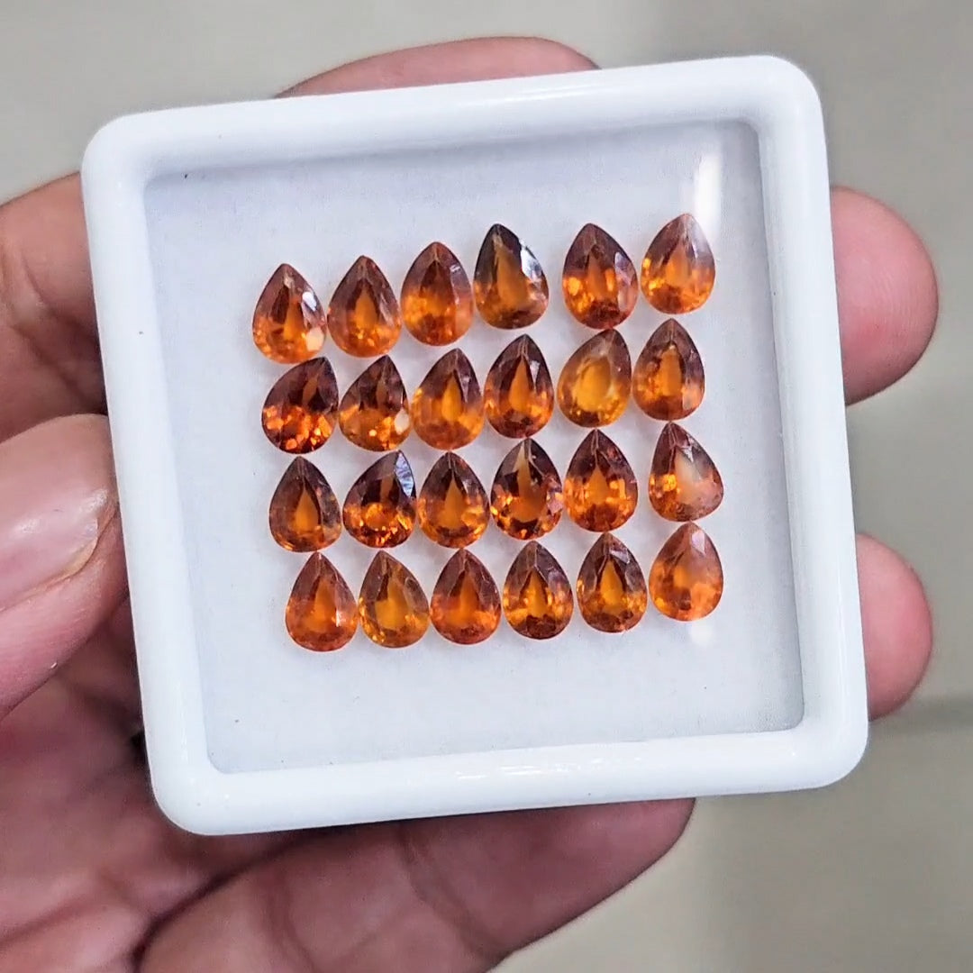 24 Pcs Of Natural Hessonite Garnet Faceted | Pear | Size:7x5mm - The LabradoriteKing