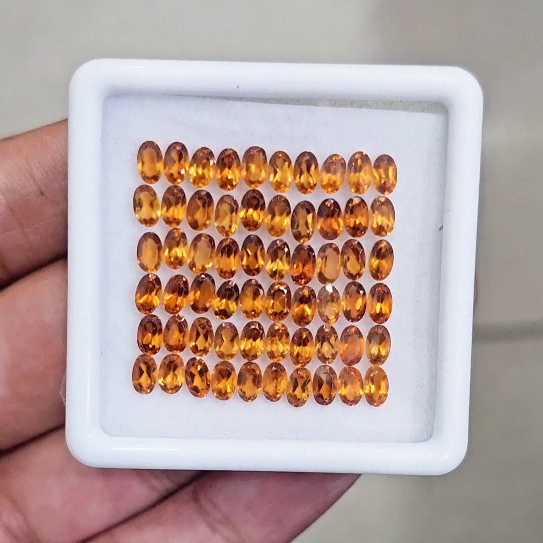 60 Pcs Of Natural Hessonite Garnet Faceted | Shape: Oval | Size:5x3mm - The LabradoriteKing