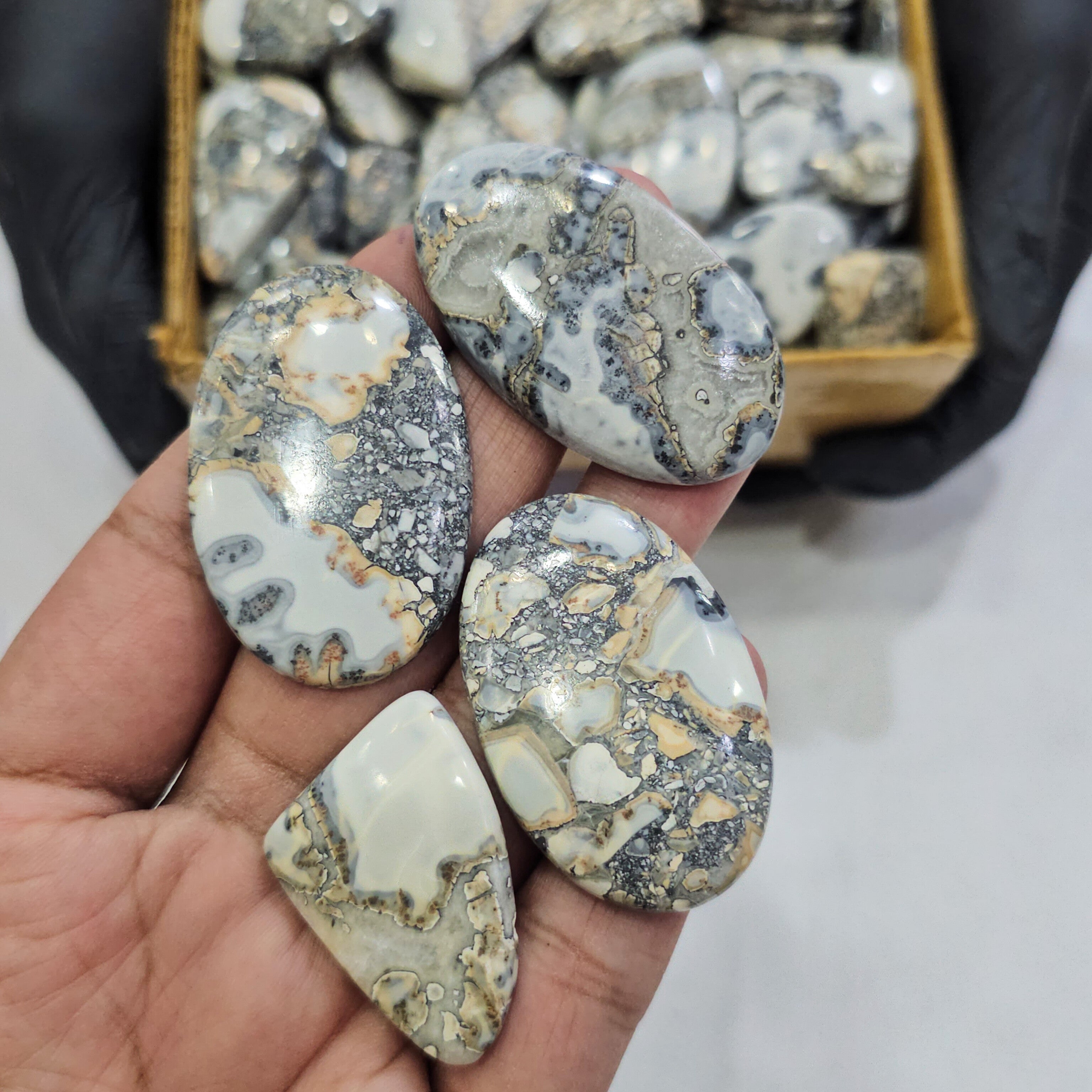 500 Grams Natural Gray Maligano Jasper Gemstones | 30-50 Pcs (Approx.) | 20–45mm - The LabradoriteKing