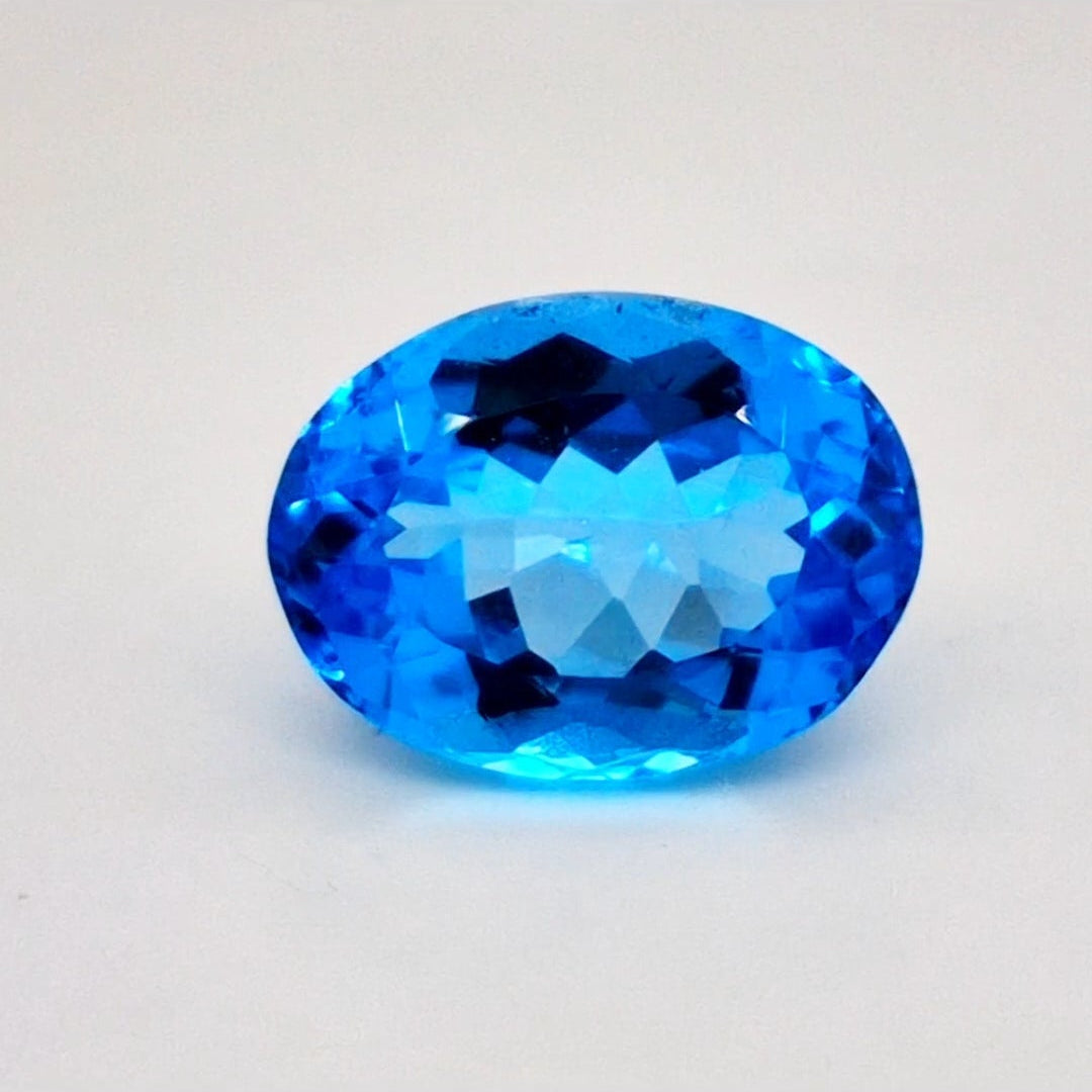 Natural Swiss Blue Topaz Faceted | Oval | 15x11mm - The LabradoriteKing
