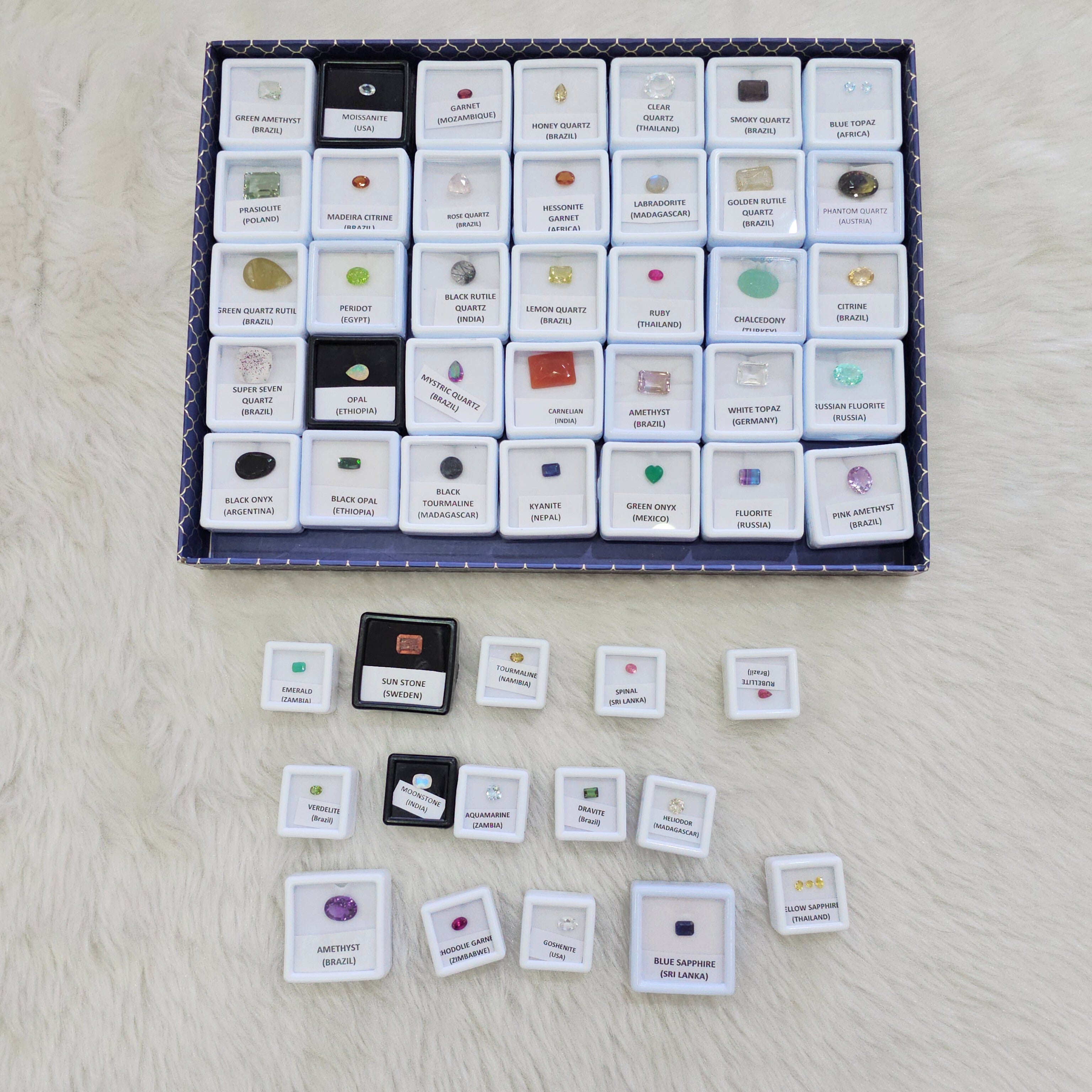 50 Essential Faceted Gemstones Collection Box | Labeled | Natural Earth Mined Gemstones - The LabradoriteKing