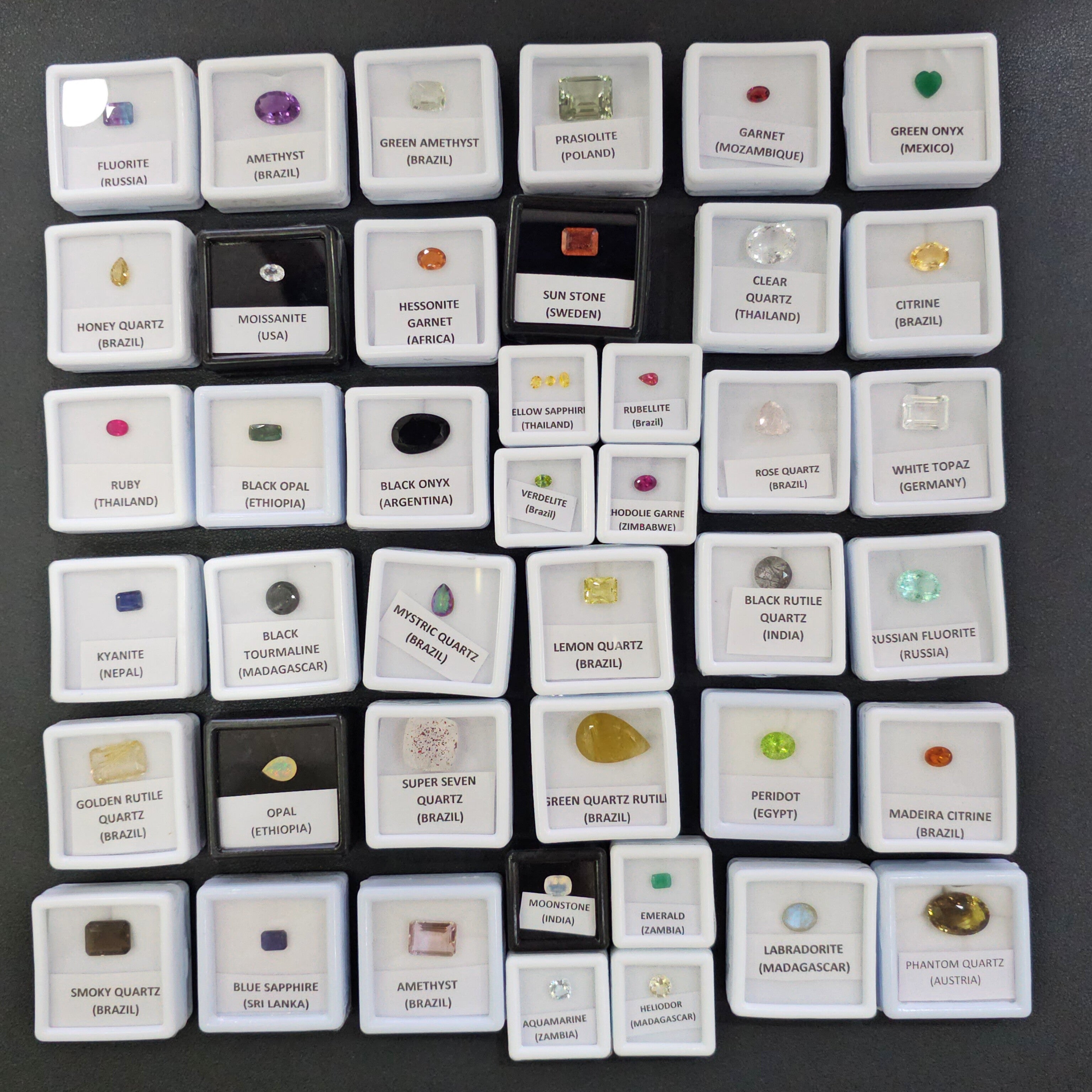 50 Essential Faceted Gemstones Collection Box | Labeled | Natural Earth Mined Gemstones - The LabradoriteKing