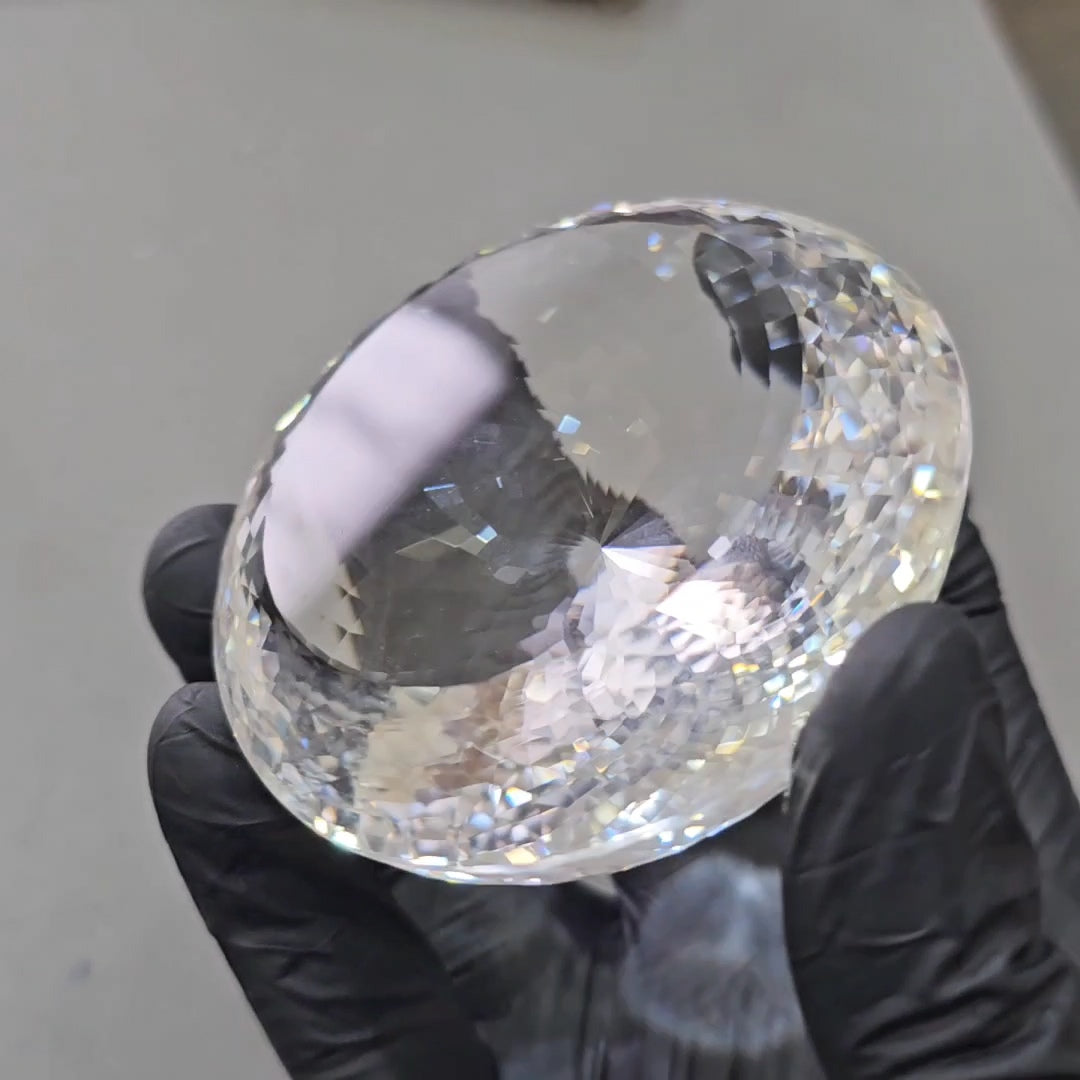 1295Cts | Natural Jambo Clear Quartz Faceted | Round | 75mm - The LabradoriteKing