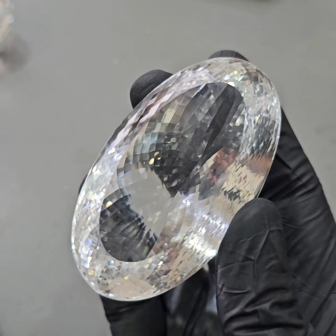 768Cts | Natural Jambo Clear Quartz Faceted | Oval | 75x43mm - The LabradoriteKing