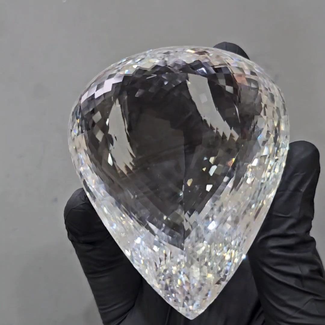 1537Cts | Natural Jambo Clear Quartz Faceted | Pear | 84x69mm - The LabradoriteKing