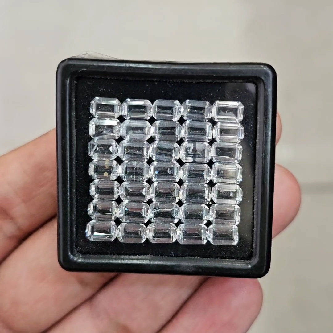 35pcs of Natural White Topaz Faceted | Rectangle | Size: 6x4mm
