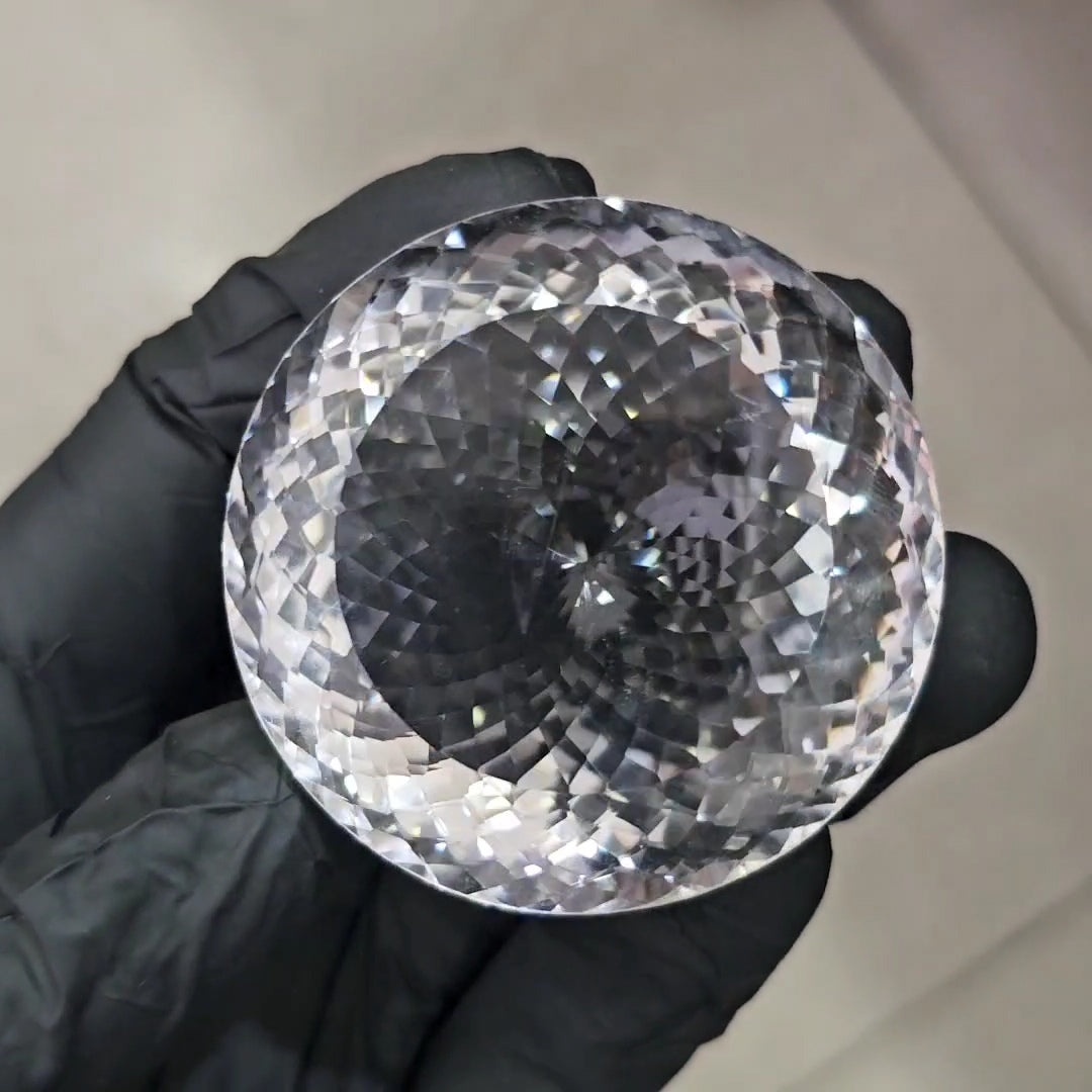 346Cts | Natural Jambo Clear Quartz Faceted | Round | 49mm