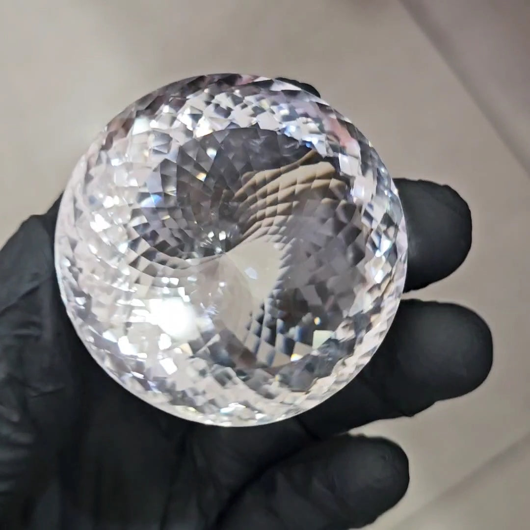 346Cts | Natural Jambo Clear Quartz Faceted | Round | 49mm
