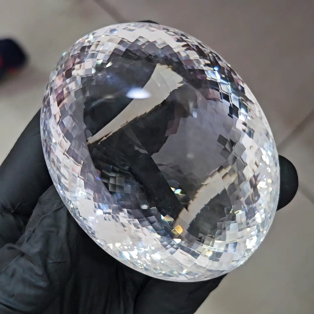 1000Cts | Natural Jambo Clear Quartz Faceted | Oval | 72x56mm