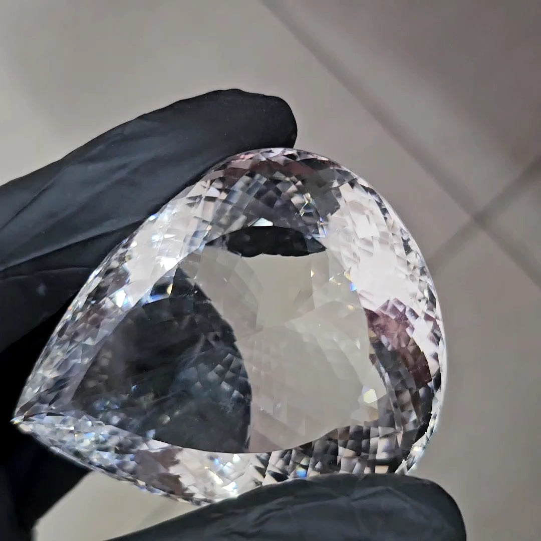 539Cts | Natural Jambo Clear Quartz Faceted | Pear | 64x35mm