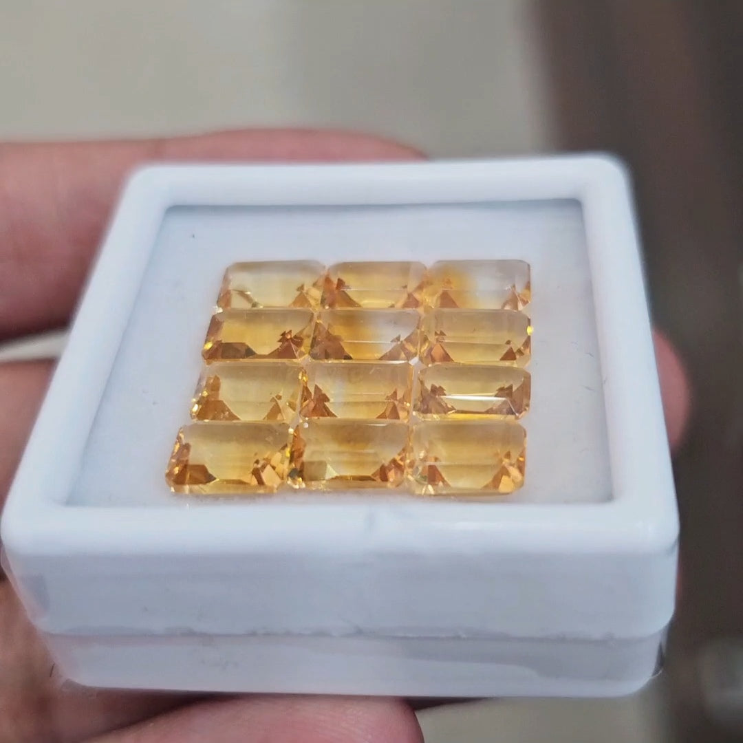 12Pcs Of Natural Citrine Faceted | Rectangle | Size: 8x6mm
