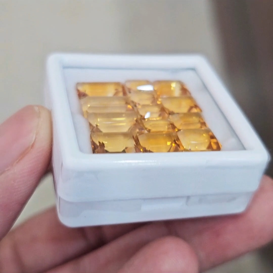 13Pcs Of Natural Citrine Faceted | Rectangle | Size: 7-12mm
