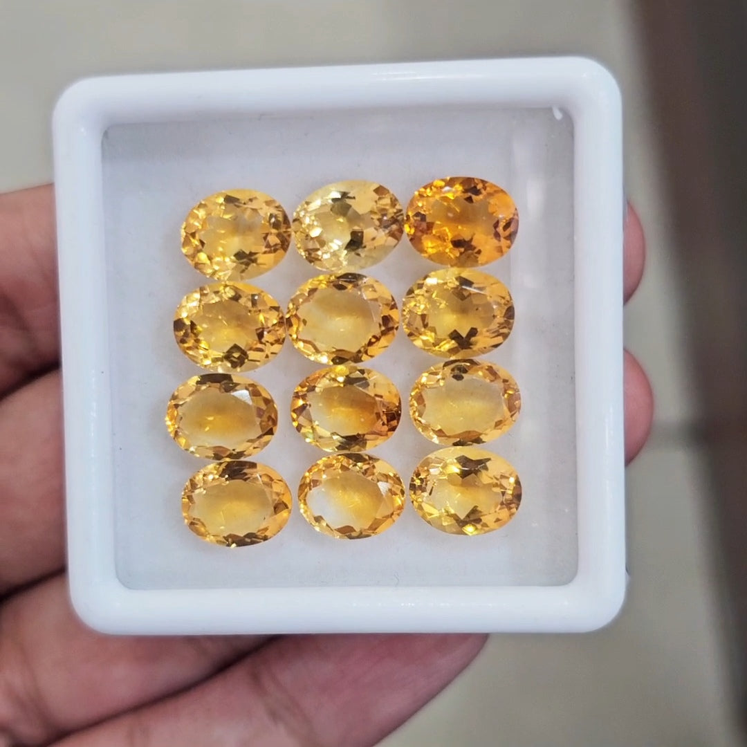 12Pcs Of Natural Citrine Faceted | Oval | Size: 10x8mm