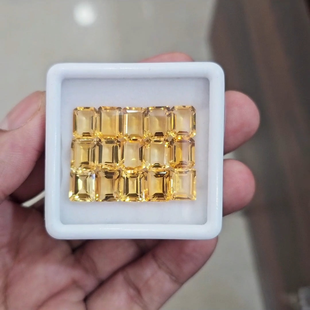 15Pcs Of Natural Citrine Faceted | Rectangle | Size: 9x7mm