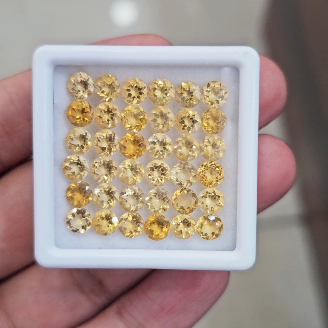 36Pcs Of Natural Citrine Faceted | Round | Size: 5mm