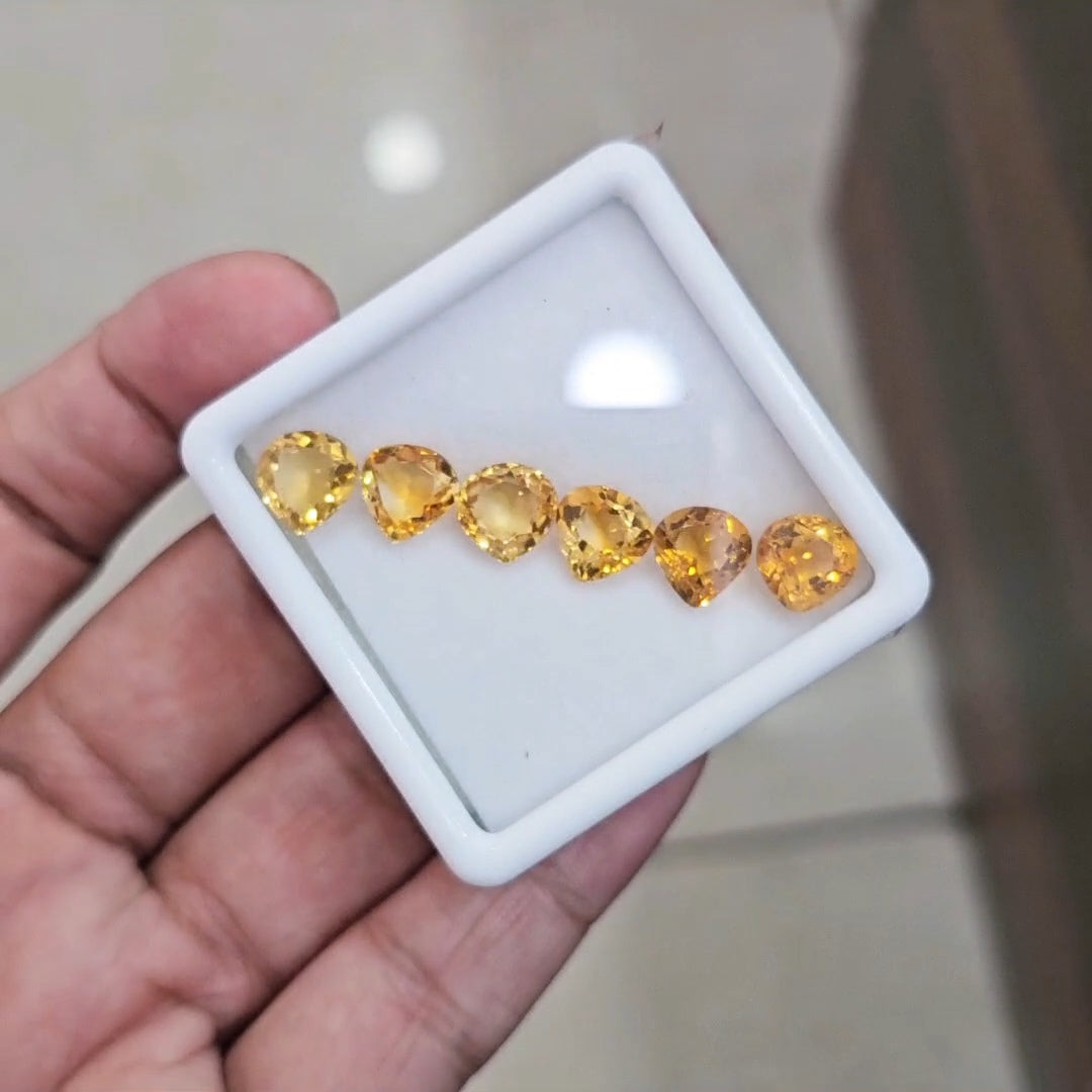6Pcs Of Natural Citrine Faceted | Teardrop | Size: 9mm