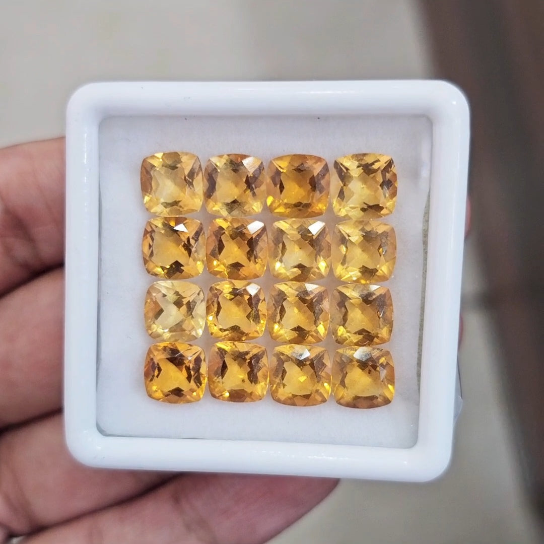 16Pcs Of Natural Citrine Faceted | Square | Size: 8mm