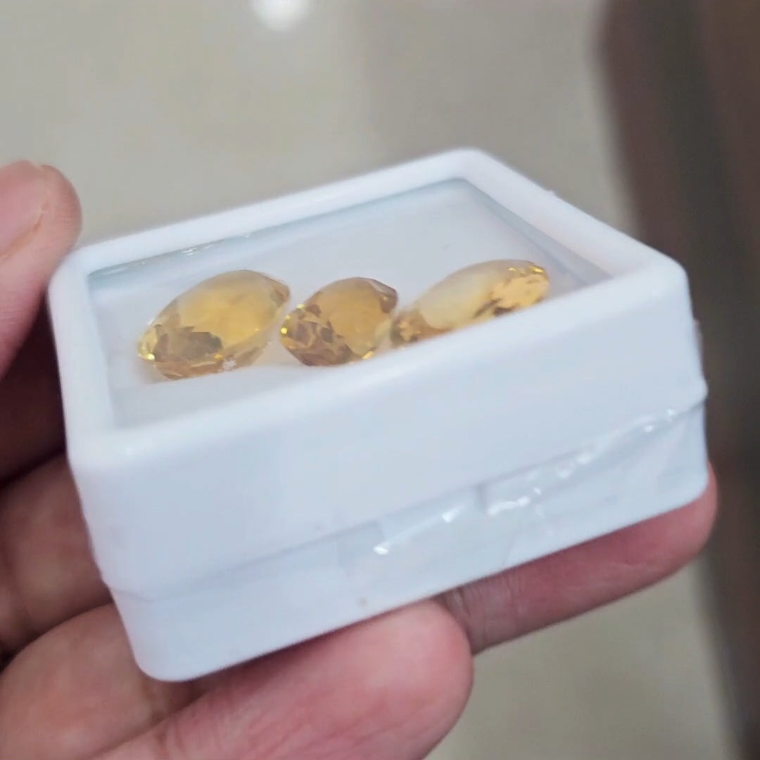 3Pcs Of Natural Citrine Faceted | Oval | Size: 13-19mm