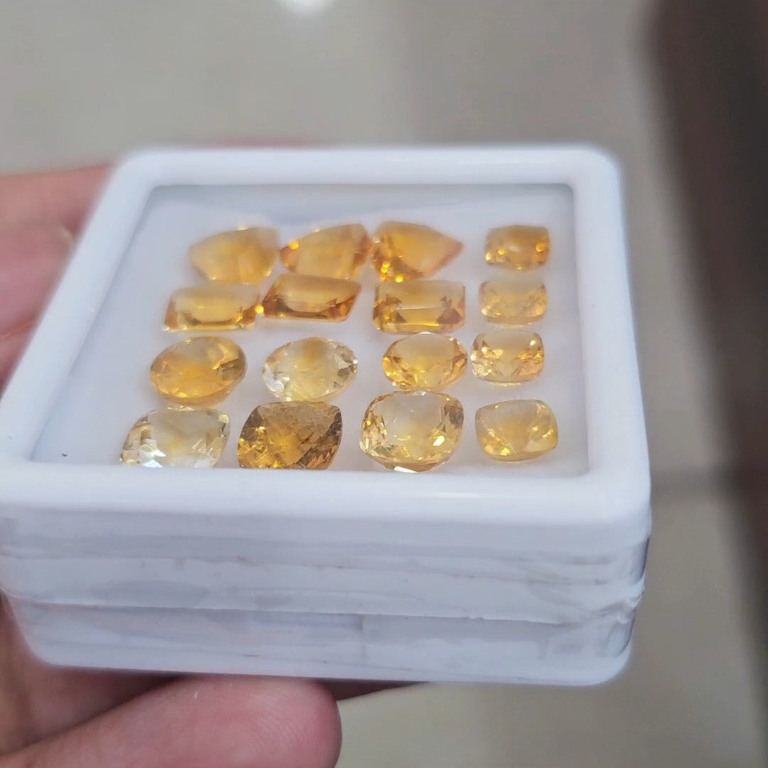 16Pcs Of Natural Citrine Faceted | Shape: Mix | Size: 6-9mm
