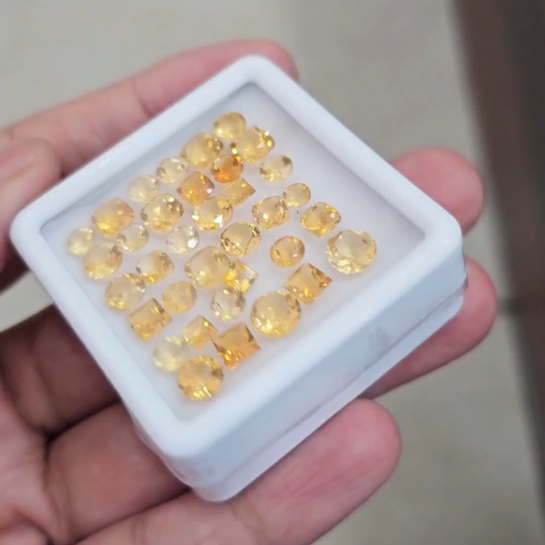 36Pcs Of Natural Citrine Faceted | Shape: Mix | Size: 4-8mm