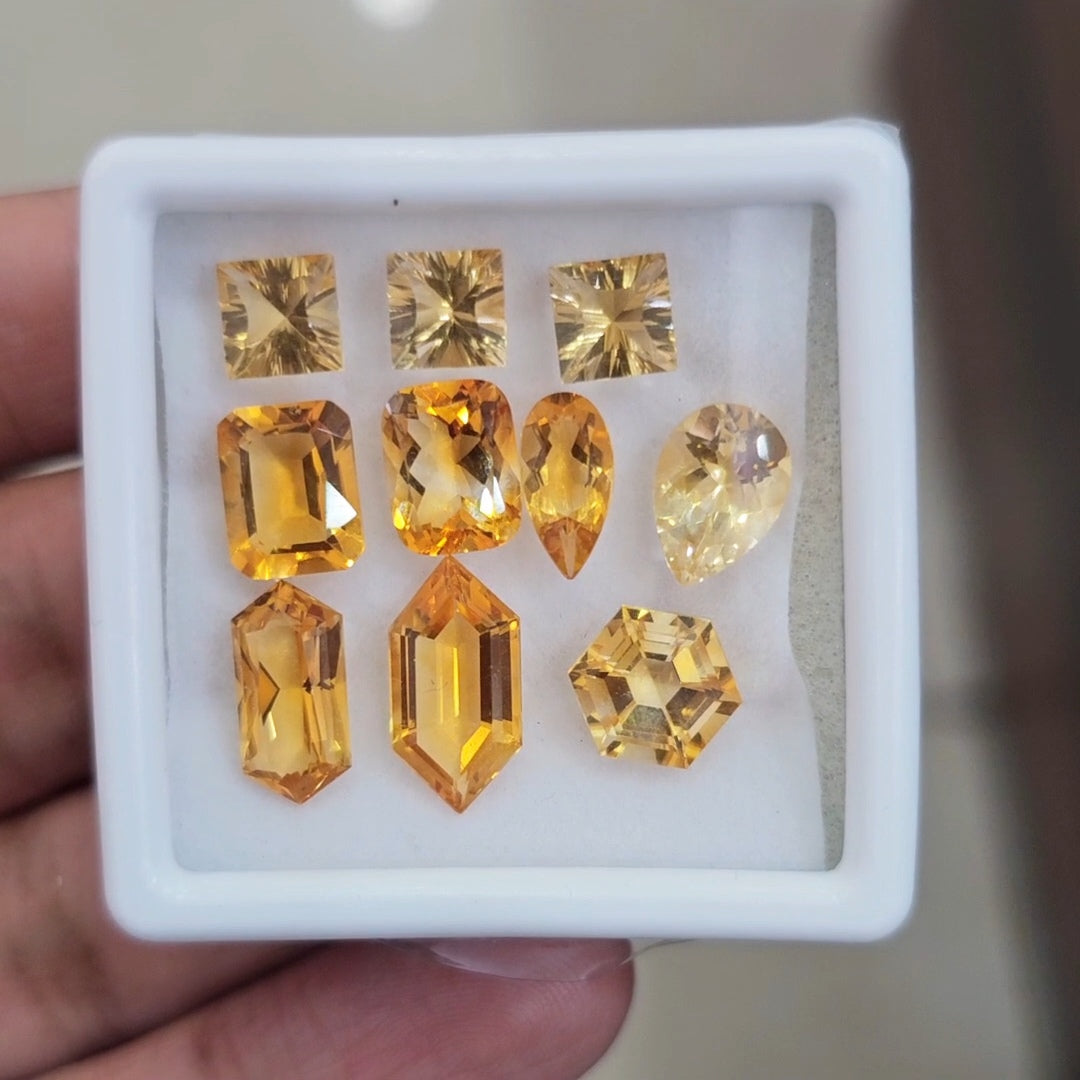 10Pcs Of Natural Citrine Faceted | Shape: Mix | Size: 6-13mm