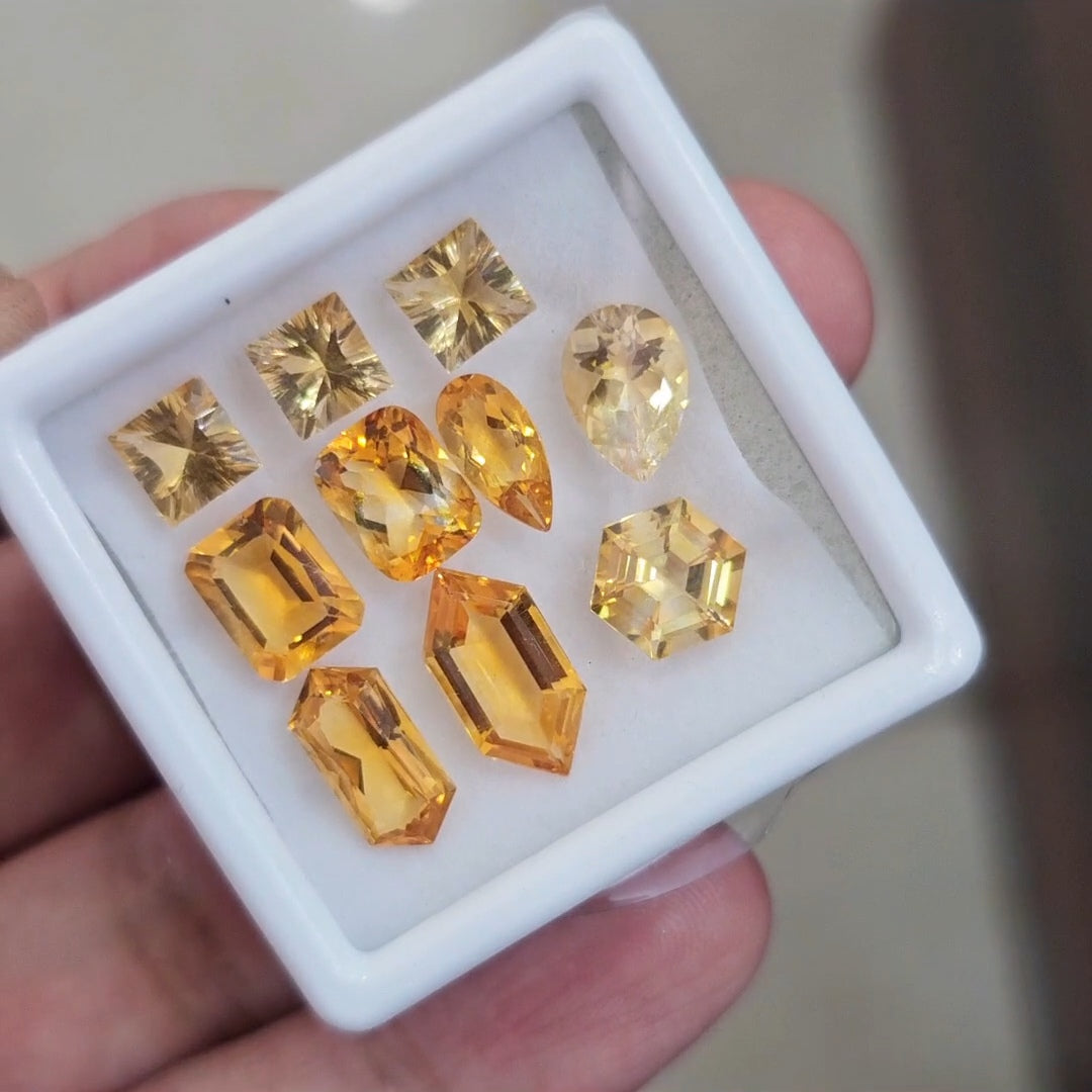 10Pcs Of Natural Citrine Faceted | Shape: Mix | Size: 6-13mm