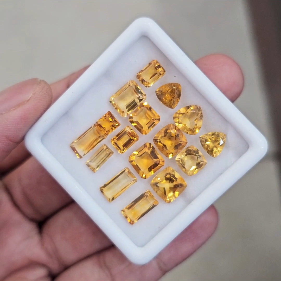 16Pcs Of Natural Citrine Faceted | Shape: Mix | Size: 5-10mm