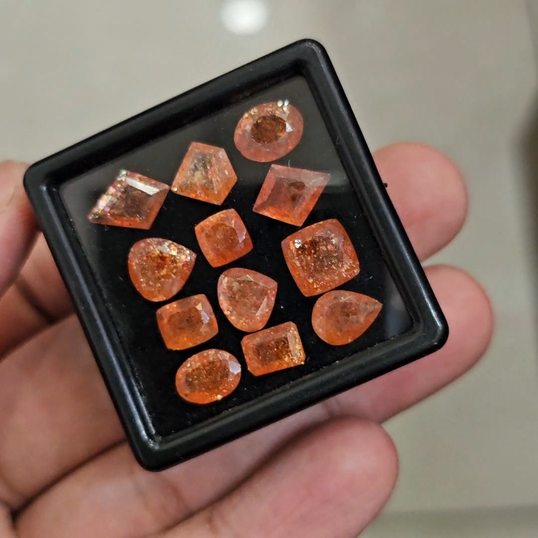 12Pcs Natural Sunstone Faceted | Mix Shape | Size: 8-10mm