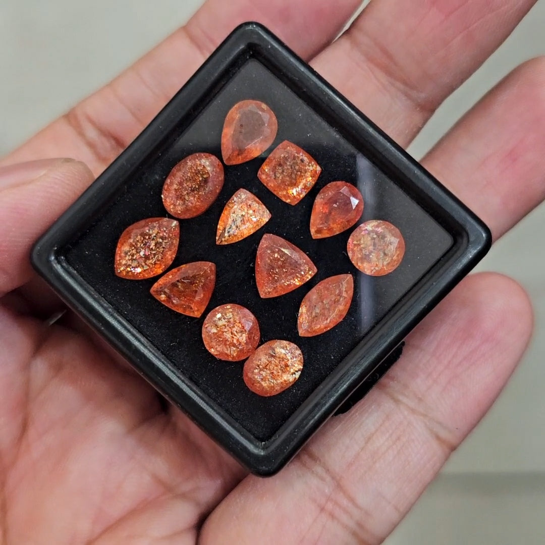 12Pcs Natural Sunstone Faceted | Mix Shape | Size: 7-10mm