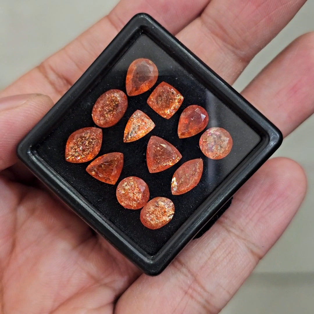 12Pcs Natural Sunstone Faceted | Mix Shape | Size: 7-10mm
