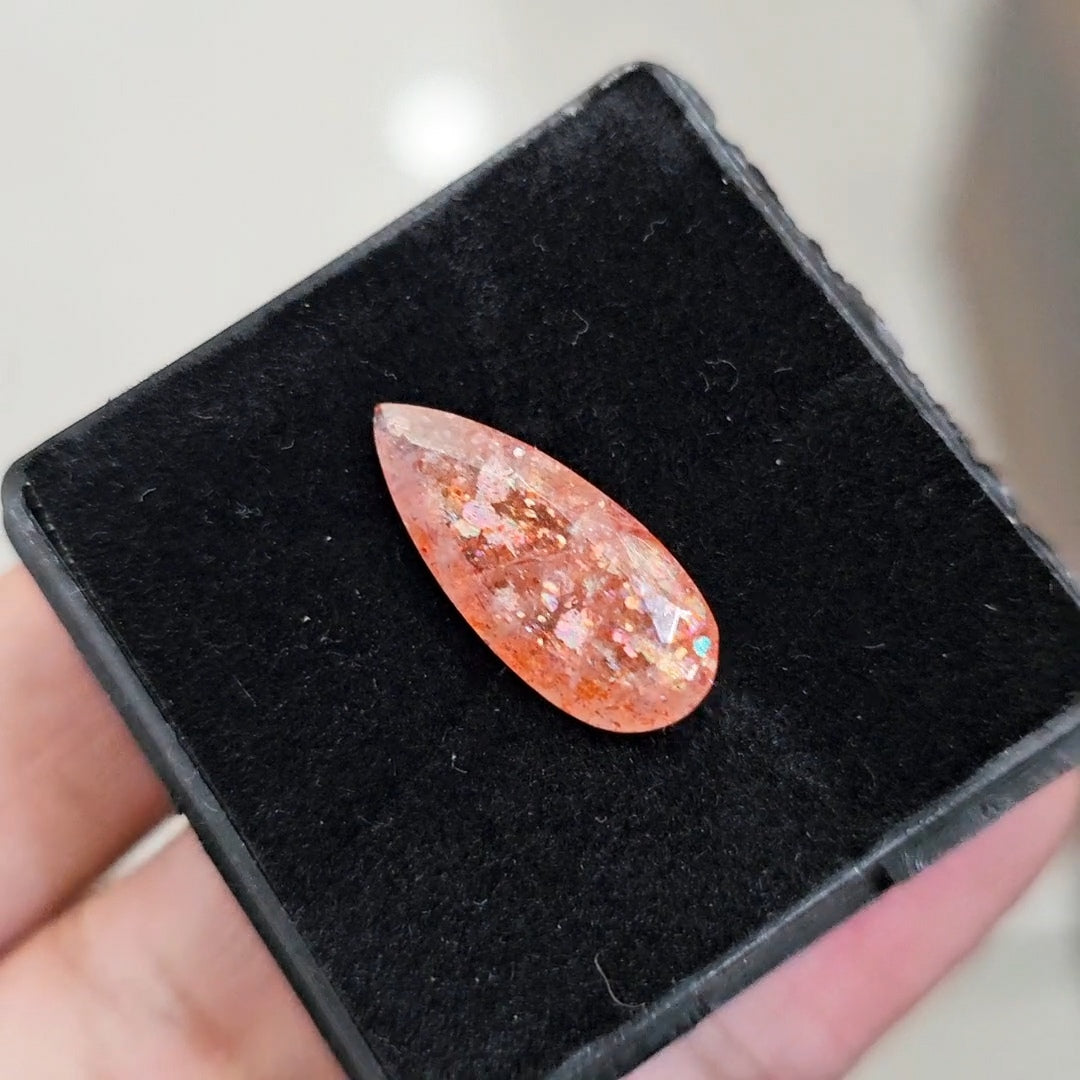 1Pcs Natural Sunstone Faceted | Pear | Size: 21x9mm