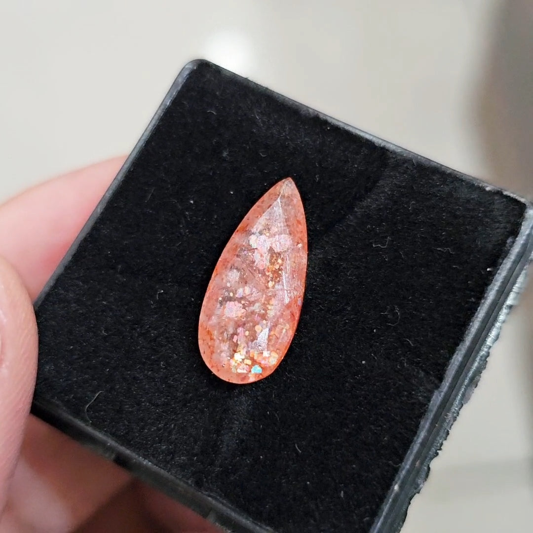 1Pcs Natural Sunstone Faceted | Pear | Size: 21x9mm