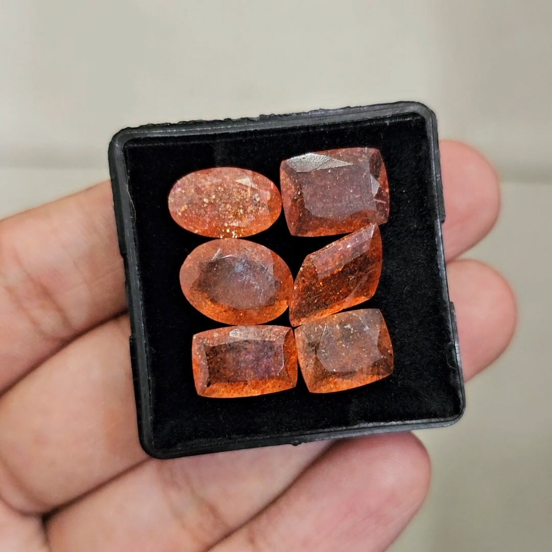 6Pcs Natural Sunstone Faceted | Mux Shape | Size: 10-12mm