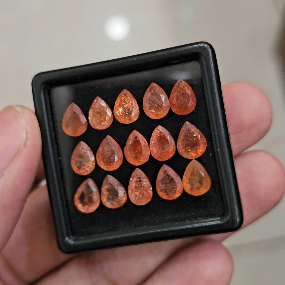 15Pcs Natural Sunstone Faceted | Pear | Size: 7x5mm