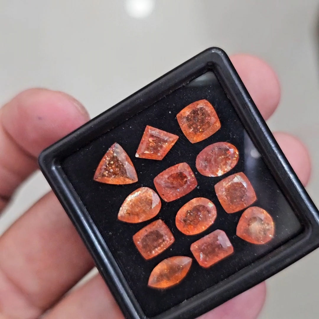 12Pcs Natural Sunstone Faceted | Mix Shape | Size: 7-10mm