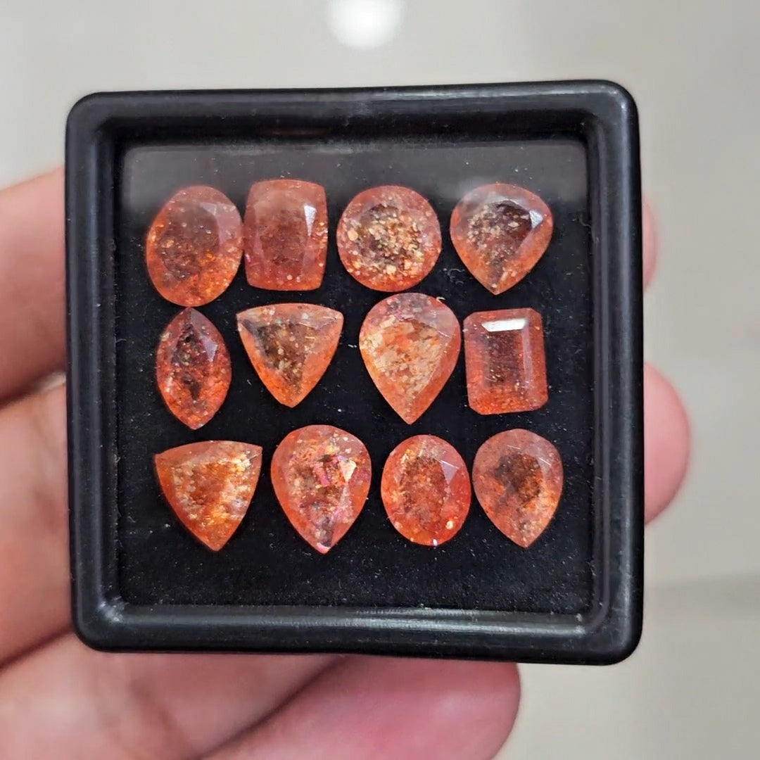 12Pcs Natural Sunstone Faceted | Mix Shape | Size: 8-10mm