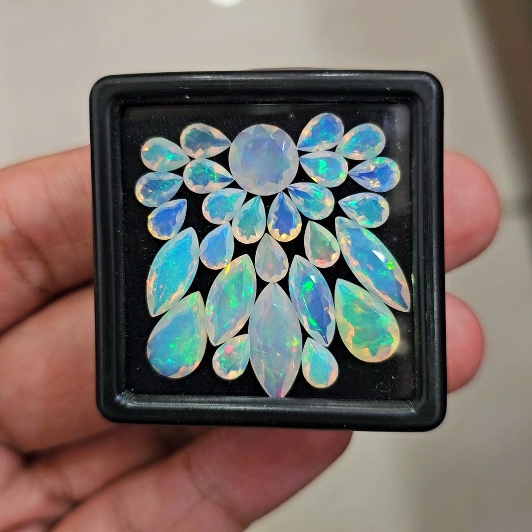 27Pcs Natural Ethiopian Opal Faceted | Mix Shape | 6-14mm