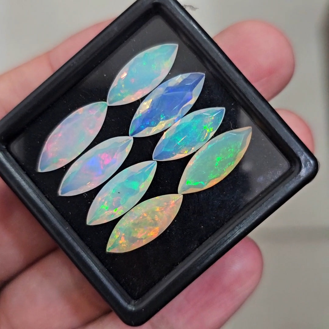 8Pcs Natural Ethiopian Opal Faceted | Marquise | 14-16mm