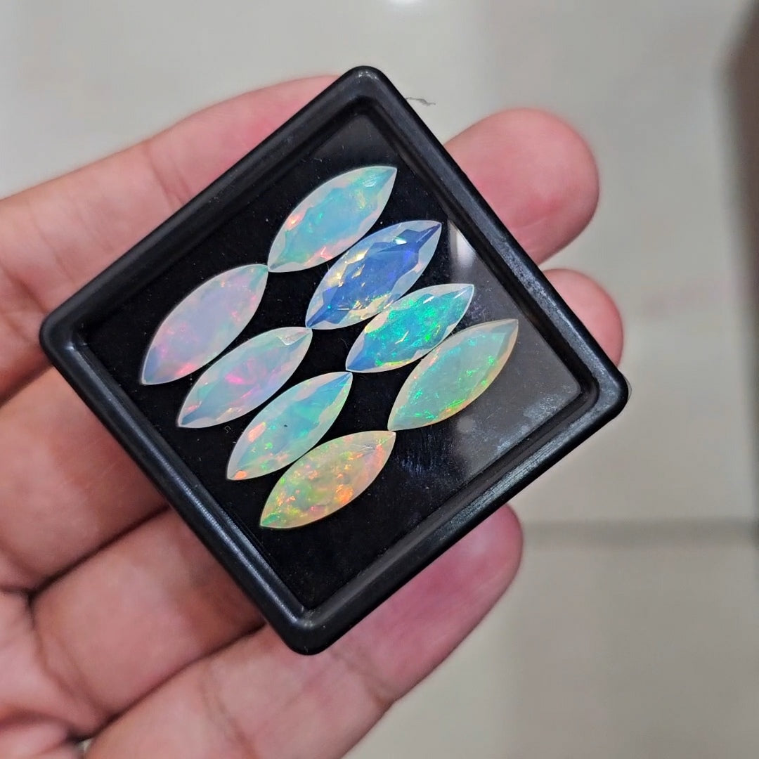 8Pcs Natural Ethiopian Opal Faceted | Marquise | 14-16mm