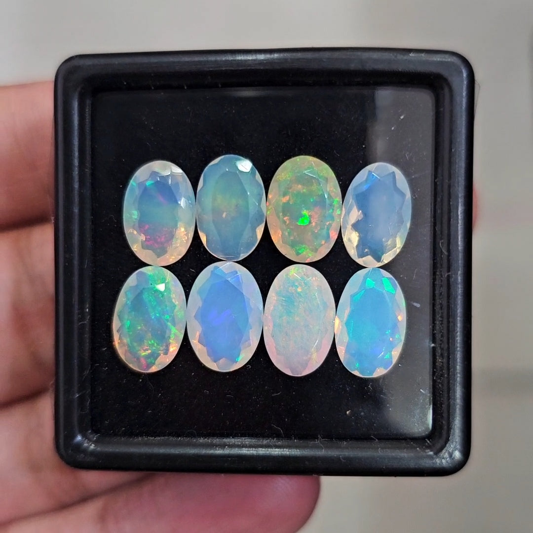 8Pcs Natural Ethiopian Opal Faceted | Oval | 11x7mm