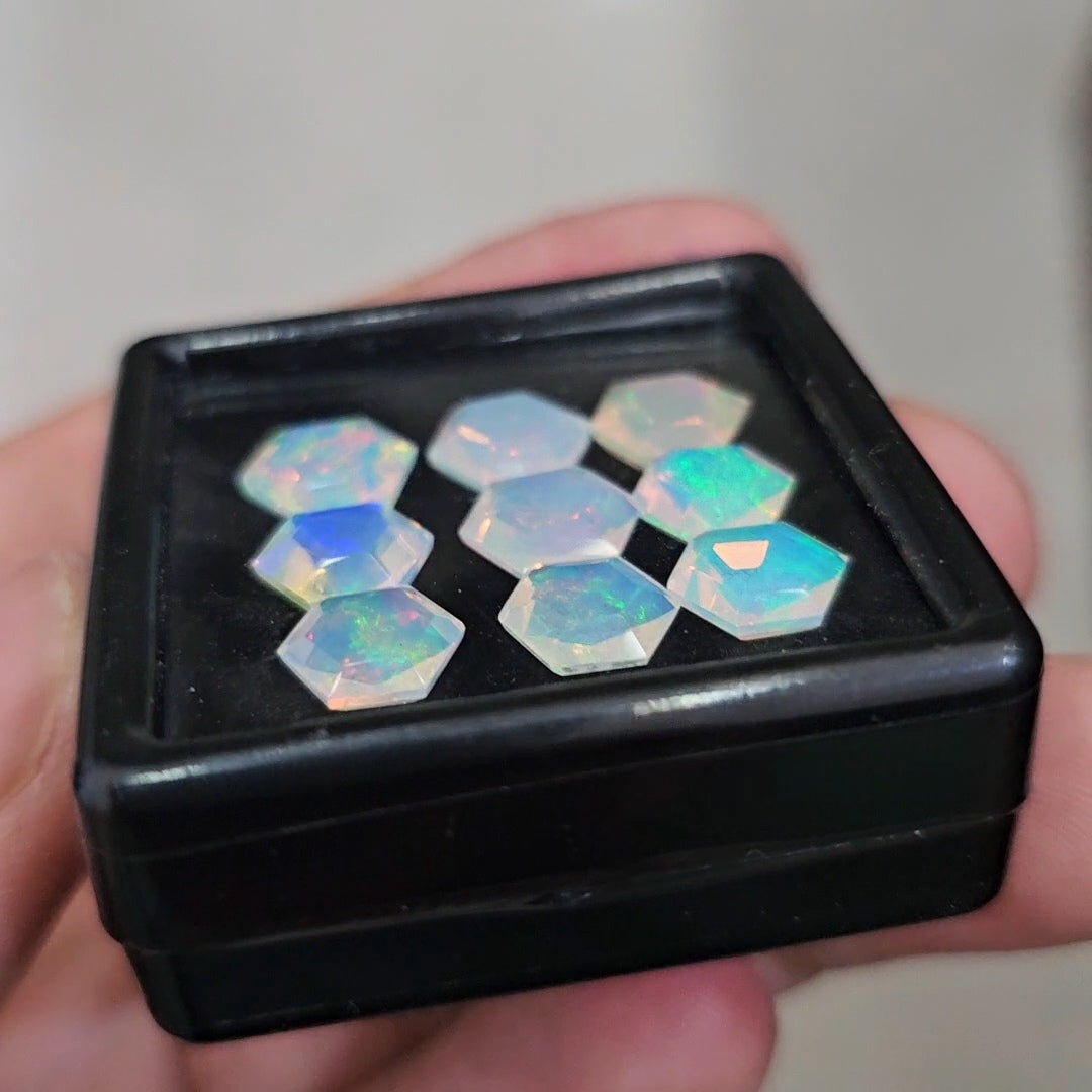 12Pcs Natural Ethiopian Opal Faceted | Hexagon | 8-9mm