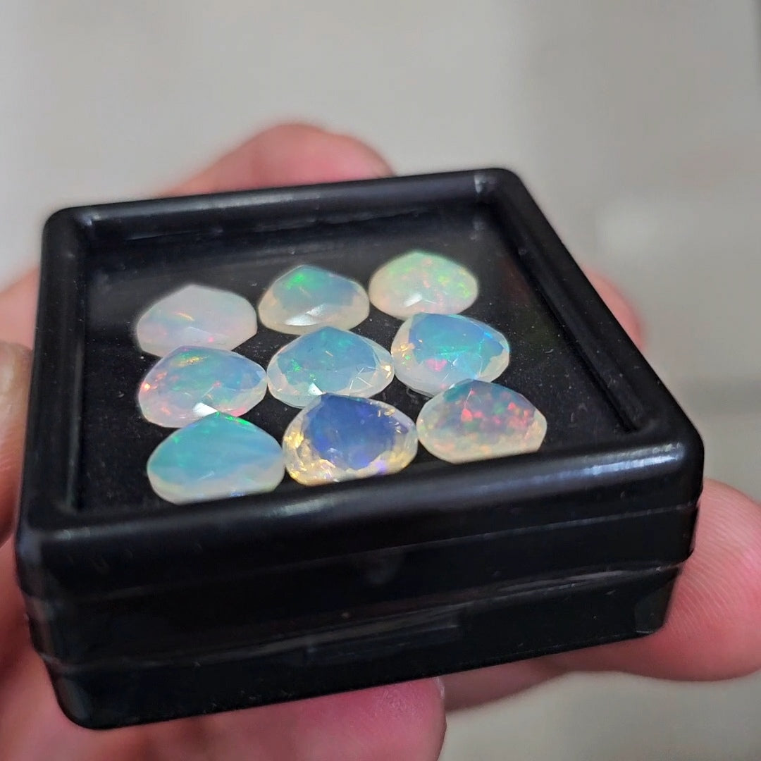 9Pcs Natural Ethiopian Opal Faceted | Teardrop | 9mm