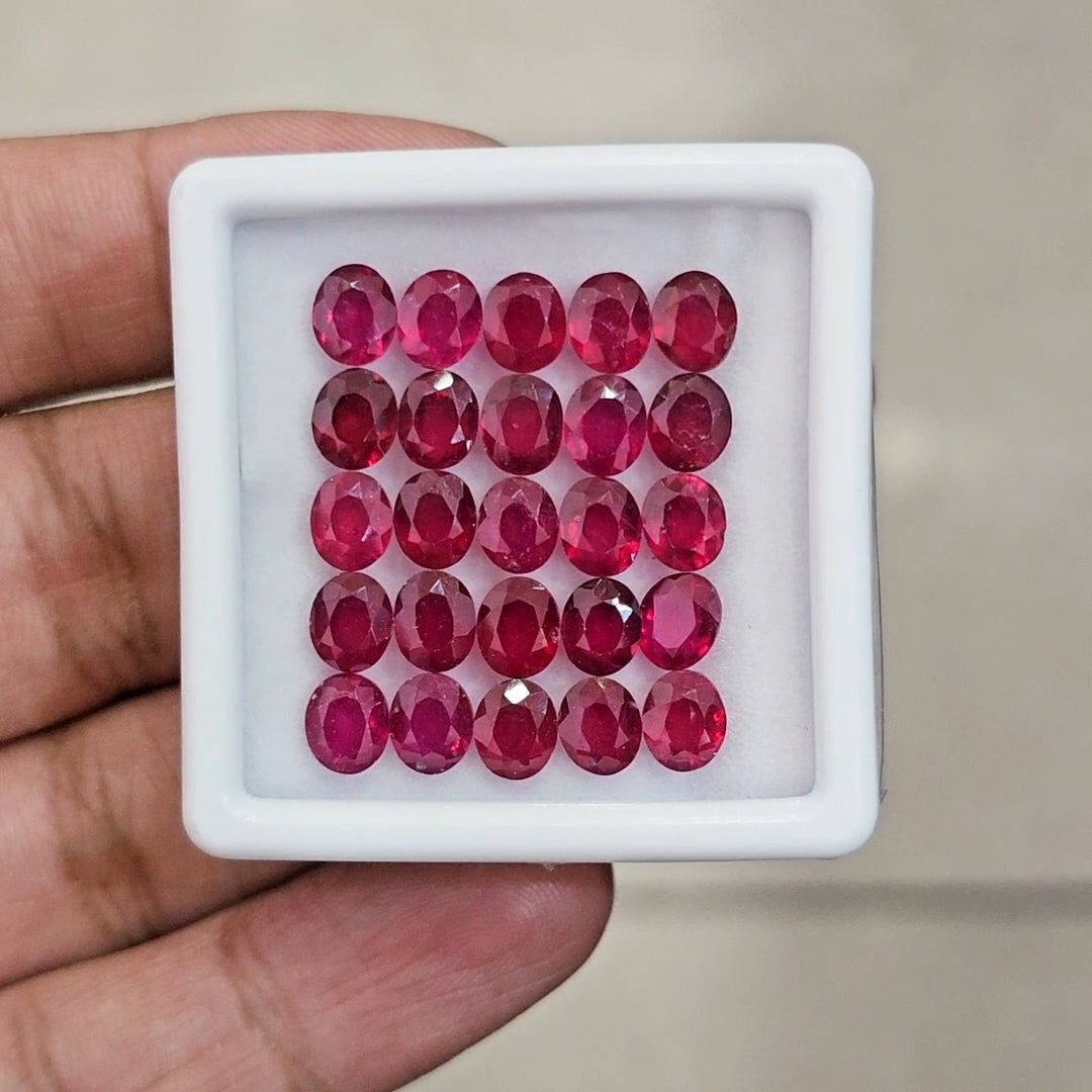 25Pcs Of Natural Ruby Faceted | Oval | Size: 6x5mm