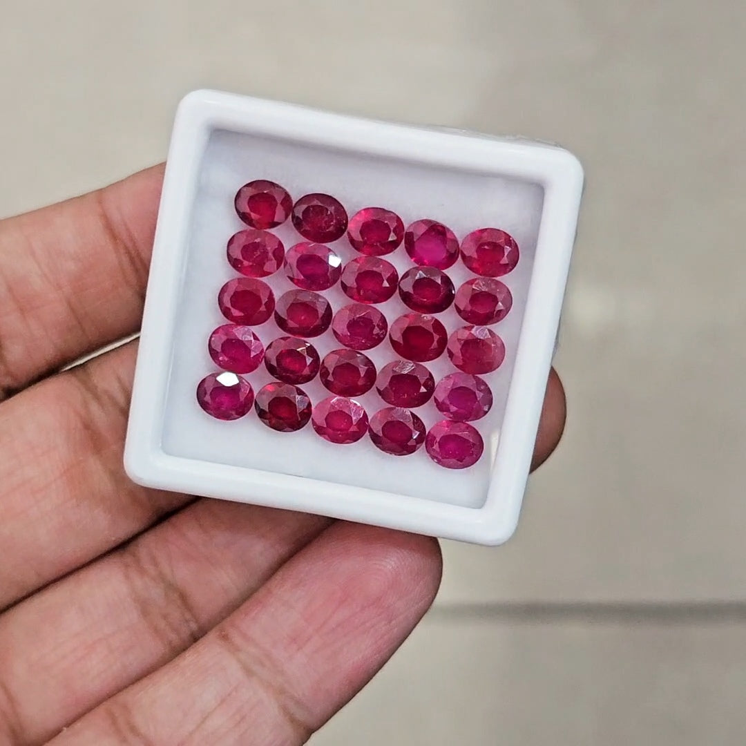 25Pcs Of Natural Ruby Faceted | Oval | Size: 6x5mm