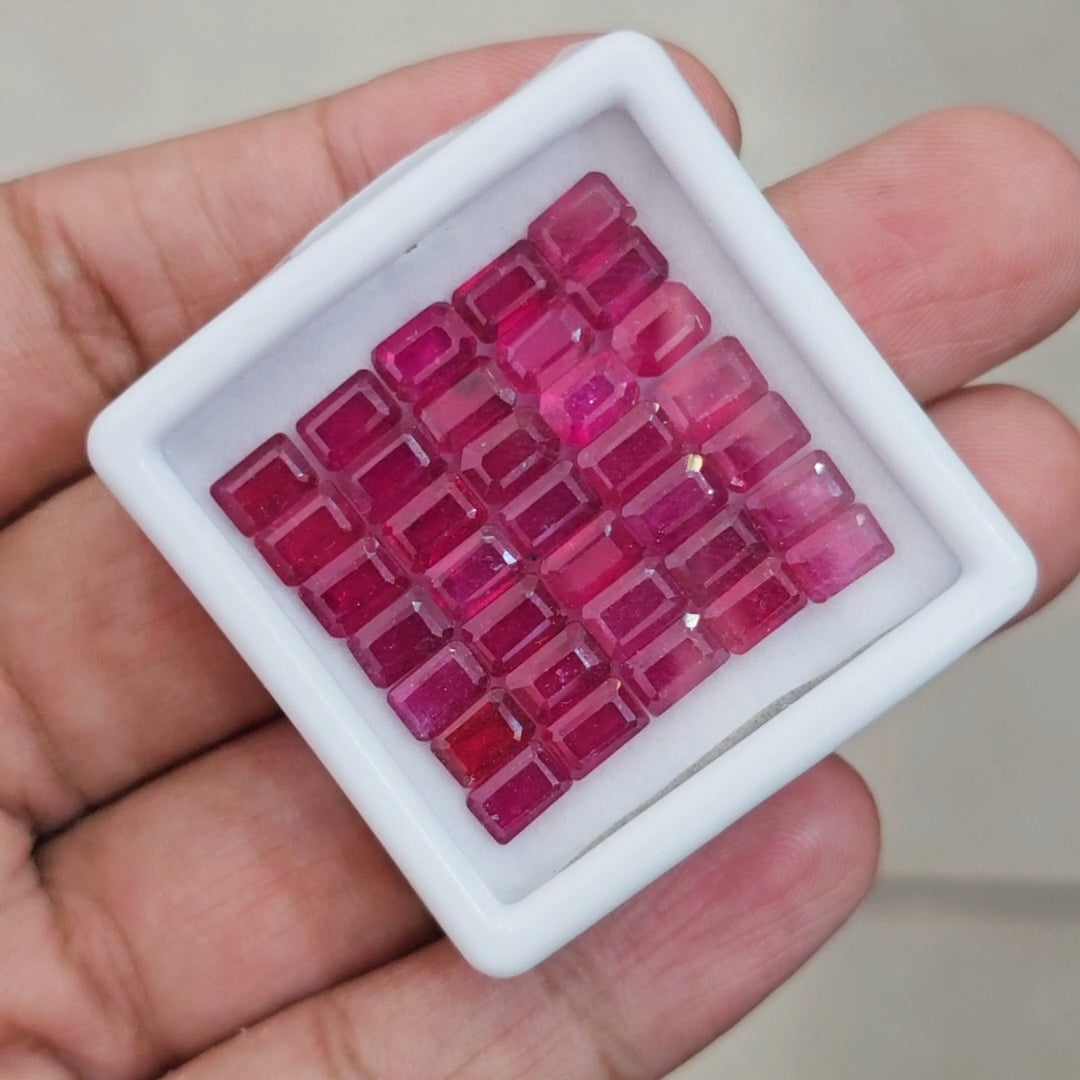 35Pcs Of Natural Ruby Faceted | Rectangle | Size: 6x4mm