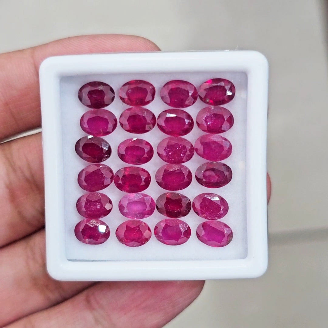 24Pcs Of Natural Ruby Faceted | Oval | Size: 7x5mm
